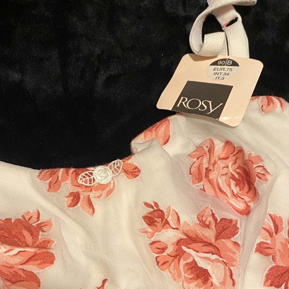 Vintage Rosy Floral Sheer Mesh Bodysuit | 34B NWT | Deadstock French Lingerie - Picture 11 of 16